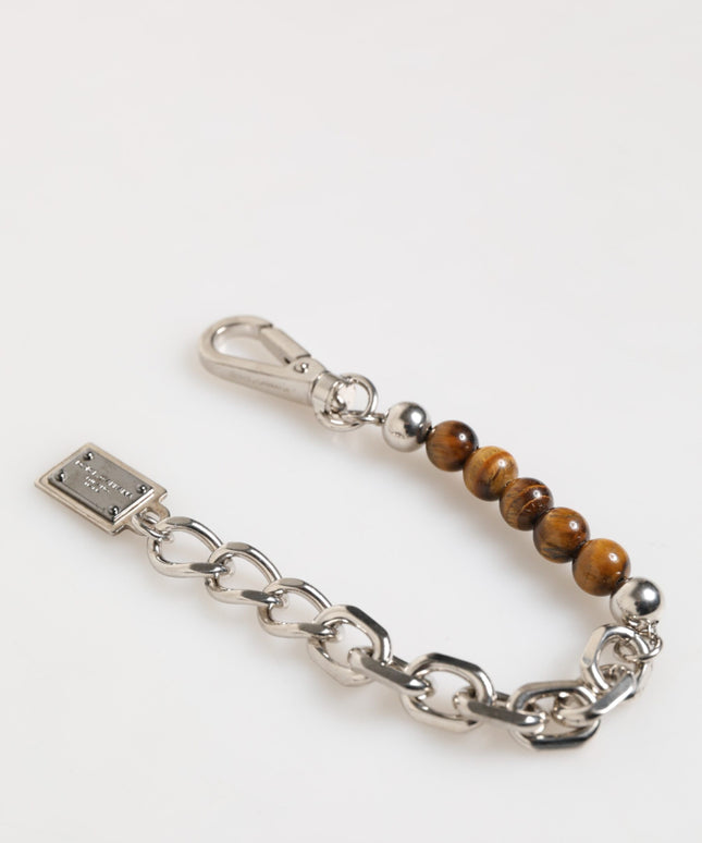 Dolce & Gabbana Silver Chain Brass Beaded Lobster Clasp Logo Men Bracelet