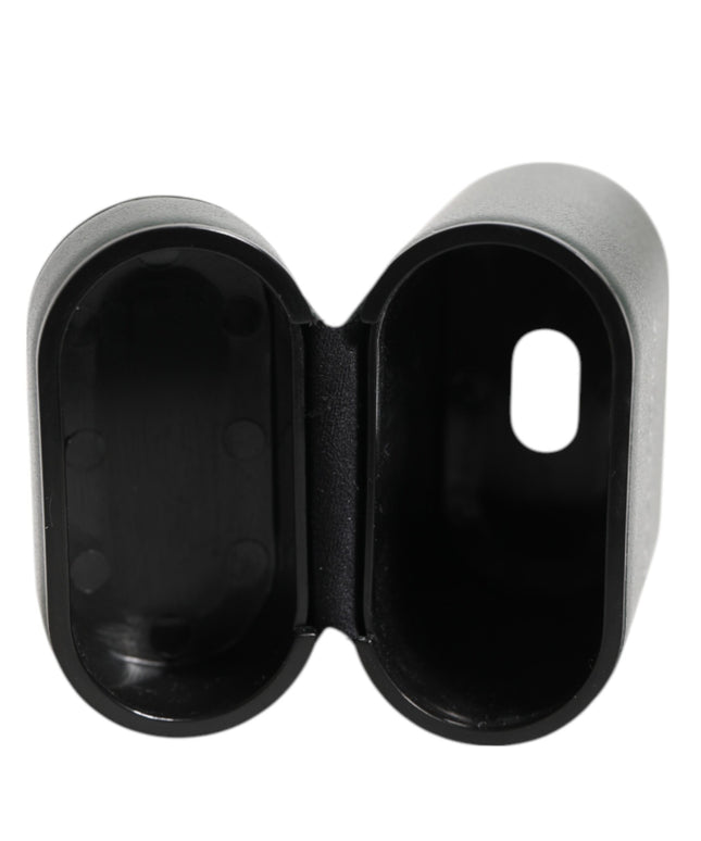 Dolce & Gabbana Black Leather Logo Print Flip Holder Men Airpods Case