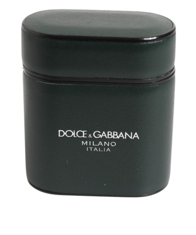 Dolce & Gabbana Black Leather Logo Print Flip Holder Men Airpods Case
