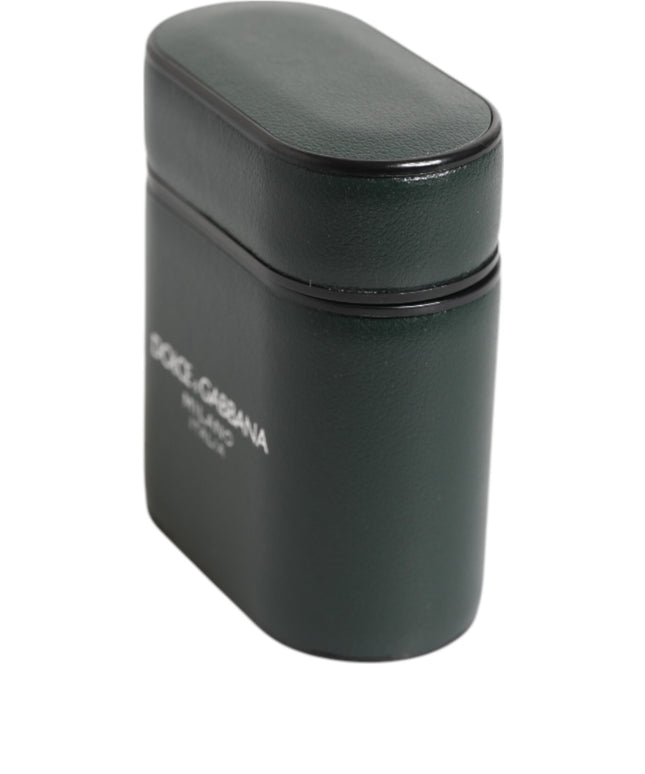 Dolce & Gabbana Black Leather Logo Print Flip Holder Men Airpods Case