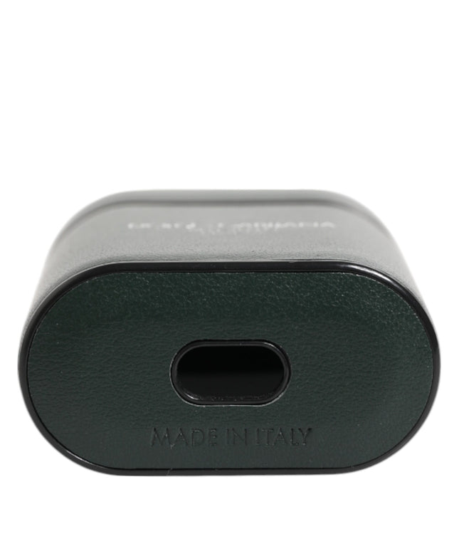 Dolce & Gabbana Black Leather Logo Print Flip Holder Men Airpods Case