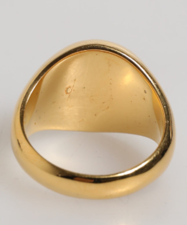 Dolce & Gabbana Gold Tone Real Brass Red DG Logo Men Ring