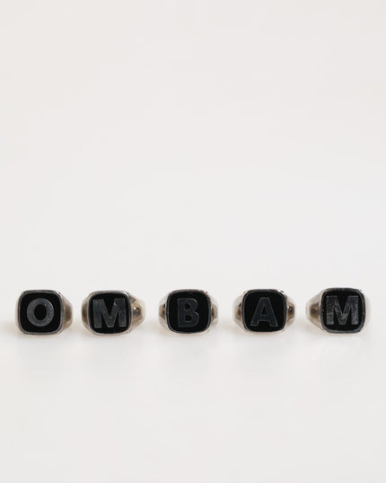Dolce & Gabbana Silver Tone Brass Lettering Set 5 Pieces Adjustable Ring