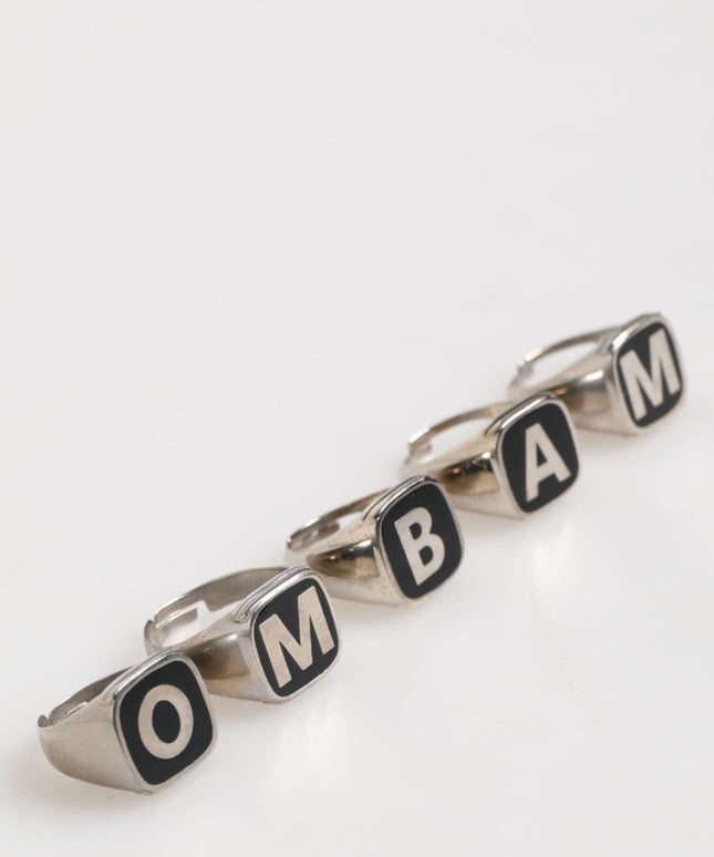 Dolce & Gabbana Silver Tone Brass Lettering Set 5 Pieces Adjustable Ring