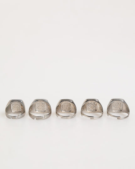 Dolce & Gabbana Silver Tone Brass Lettering Set 5 Pieces Adjustable Ring