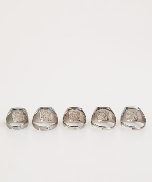 Dolce & Gabbana Silver Tone Brass Lettering Set 5 Pieces Adjustable Ring