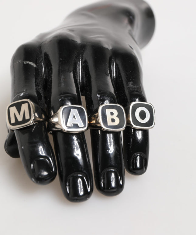 Dolce & Gabbana Silver Tone Brass Lettering Set 5 Pieces Adjustable Ring