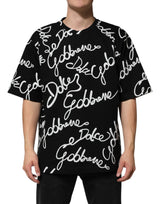Dolce & Gabbana Black Logo Print Cotton Crew Neck T-shirt