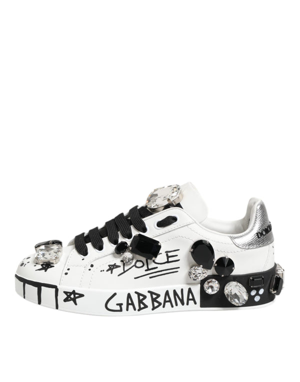 Dolce & Gabbana White Portofino Crystal SneakersShoes