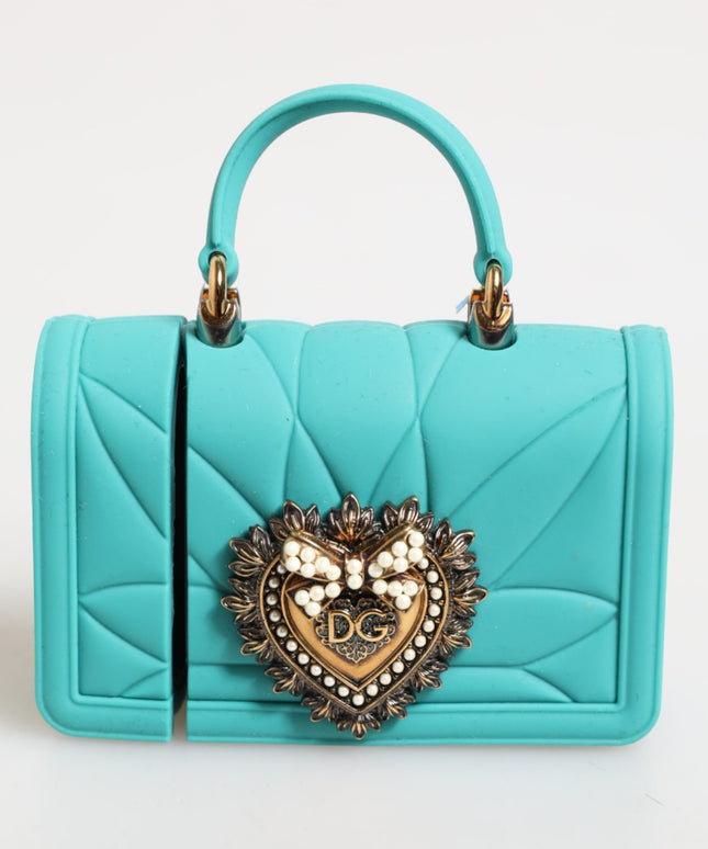 Dolce & Gabbana Turquoise Silicone Devotion Heart Cover Bag Airpods Case
