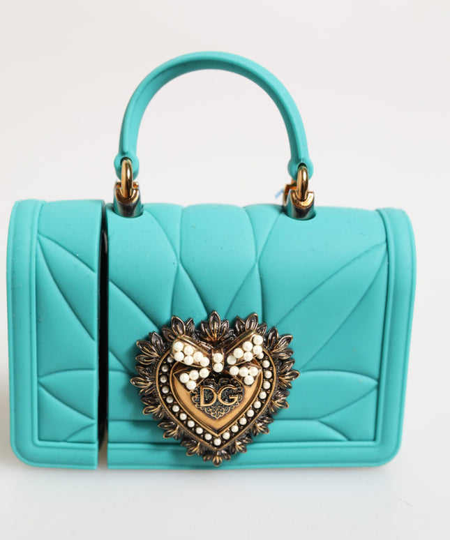 Dolce & Gabbana Turquoise Silicone Devotion Heart Cover Bag Airpods Case