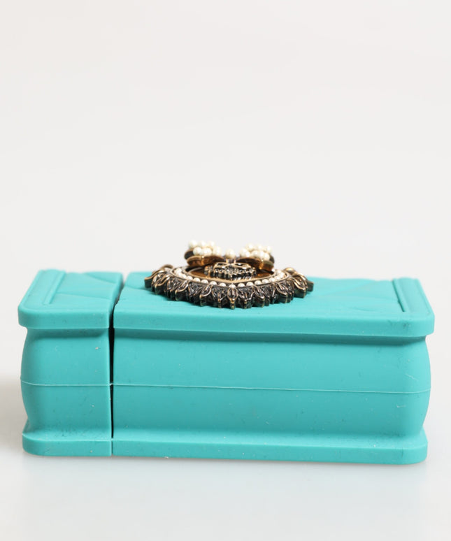 Dolce & Gabbana Turquoise Silicone Devotion Heart Cover Bag Airpods Case