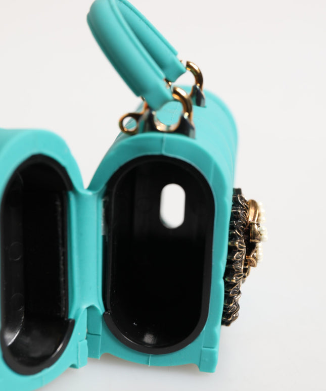 Dolce & Gabbana Turquoise Silicone Devotion Heart Cover Bag Airpods Case