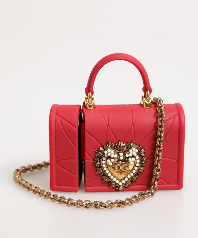Dolce & Gabbana Red Silicone Devotion Heart Cover Bag Women Airpods Case