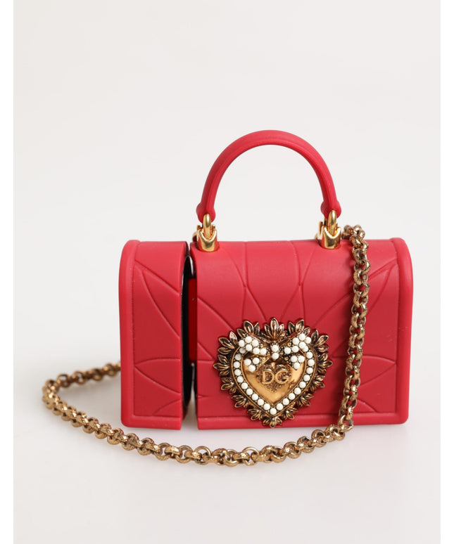 Dolce & Gabbana Red Silicone Devotion Heart Cover Bag Women Airpods Case