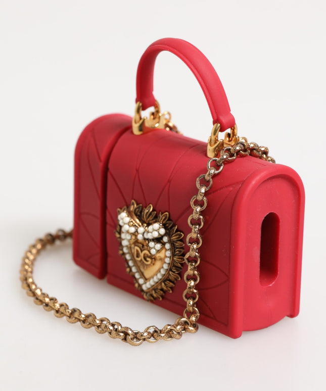 Dolce & Gabbana Red Silicone Devotion Heart Cover Bag Women Airpods Case