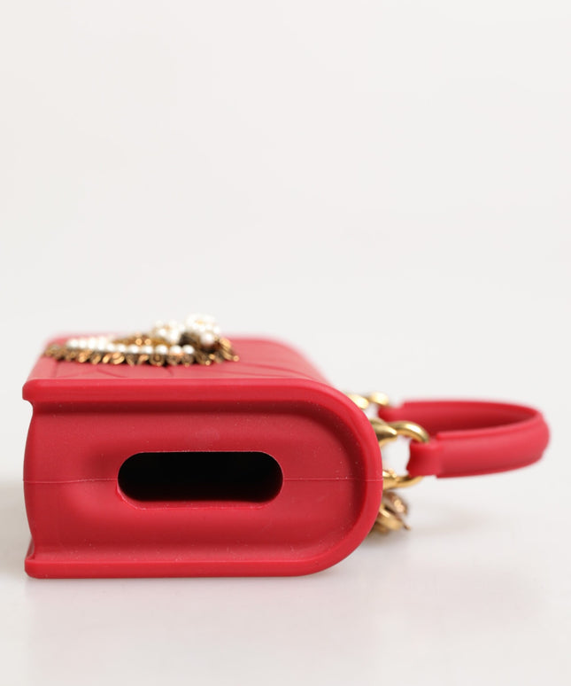 Dolce & Gabbana Red Silicone Devotion Heart Cover Bag Women Airpods Case