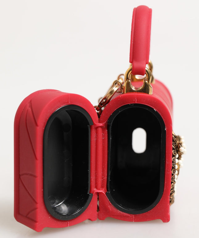 Dolce & Gabbana Red Silicone Devotion Heart Cover Bag Women Airpods Case