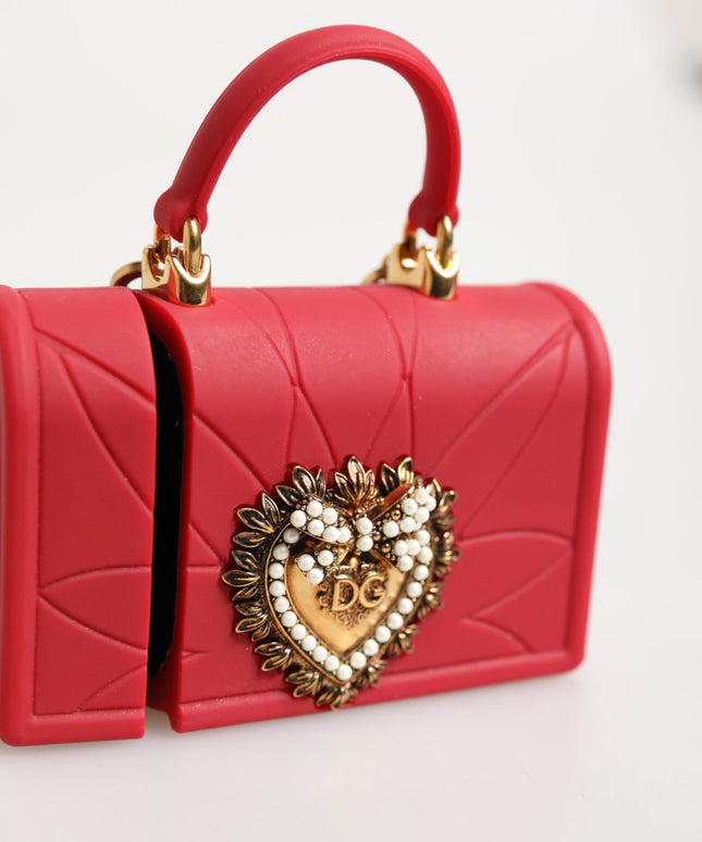 Dolce & Gabbana Red Silicone Devotion Heart Cover Bag Women Airpods Case
