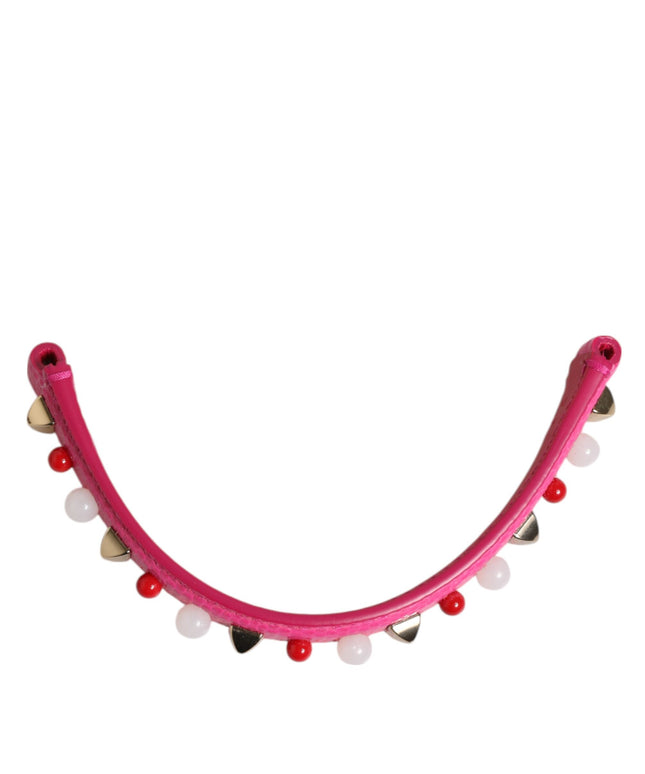 Dolce & Gabbana Pink Embellished Leather Bag Handle Women Shoulder Strap