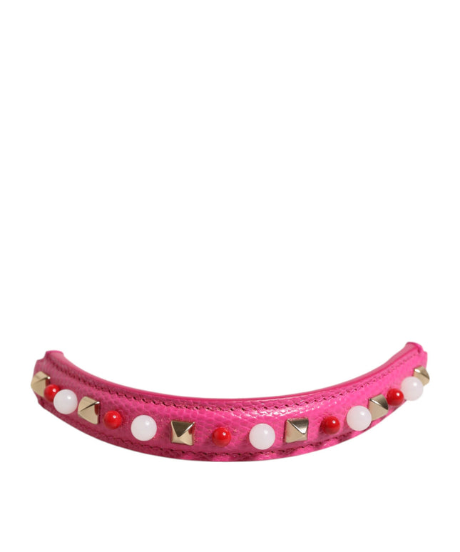 Dolce & Gabbana Pink Embellished Leather Bag Handle Women Shoulder Strap