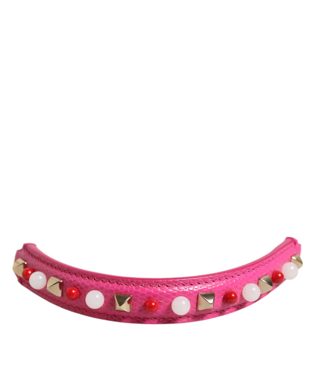 Dolce & Gabbana Pink Embellished Leather Bag Handle Women Shoulder Strap