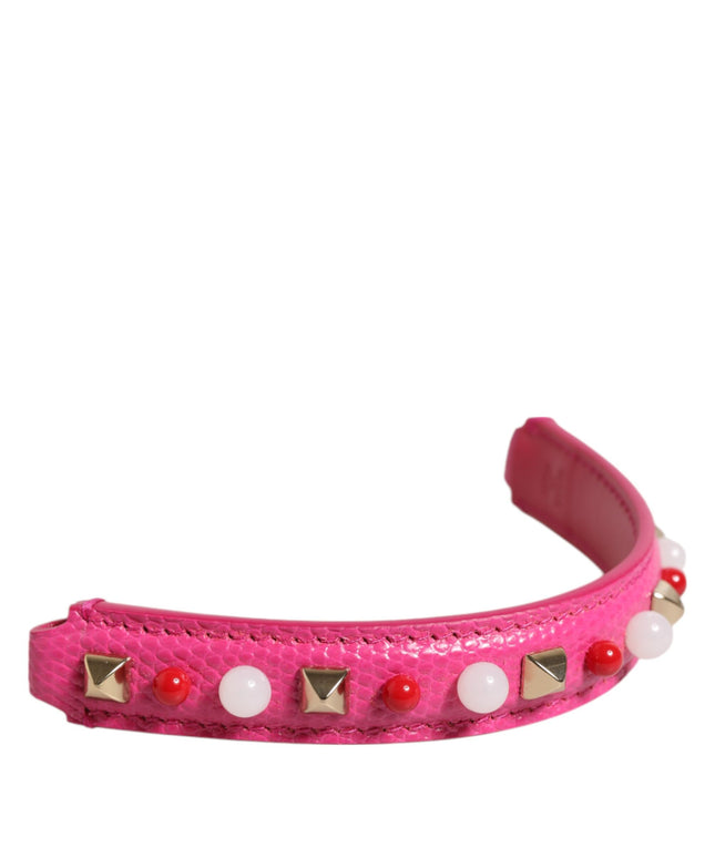 Dolce & Gabbana Pink Embellished Leather Bag Handle Women Shoulder Strap