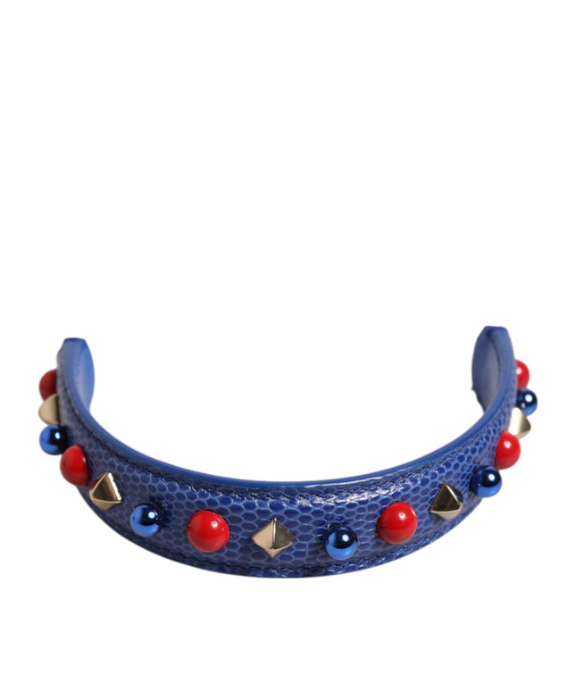 Dolce & Gabbana Blue Embellished Leather Bag Handle Women Shoulder Strap