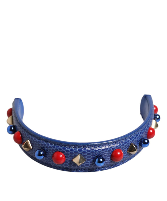 Dolce & Gabbana Blue Embellished Leather Bag Handle Women Shoulder Strap
