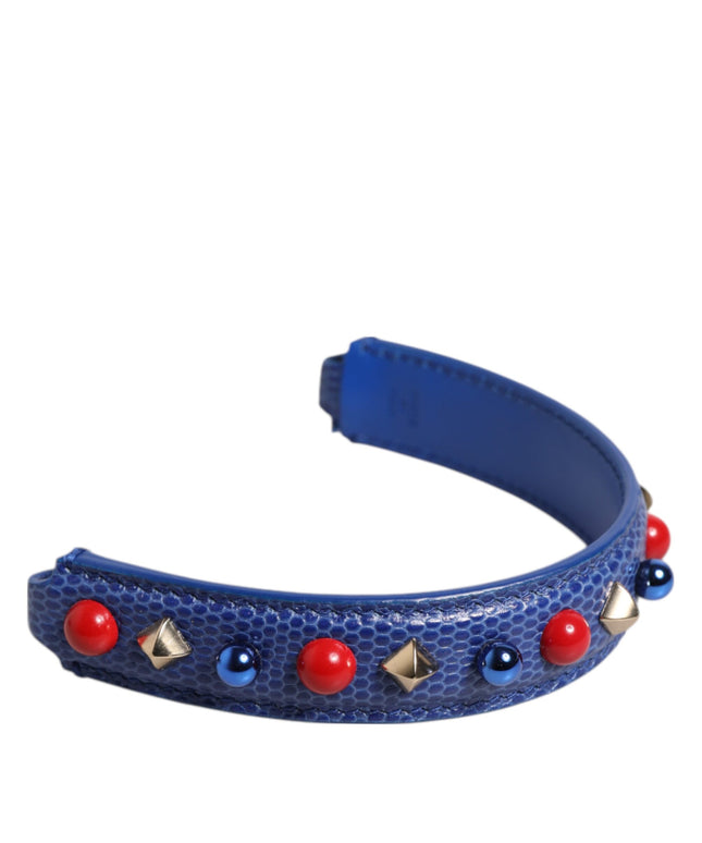 Dolce & Gabbana Blue Embellished Leather Bag Handle Women Shoulder Strap