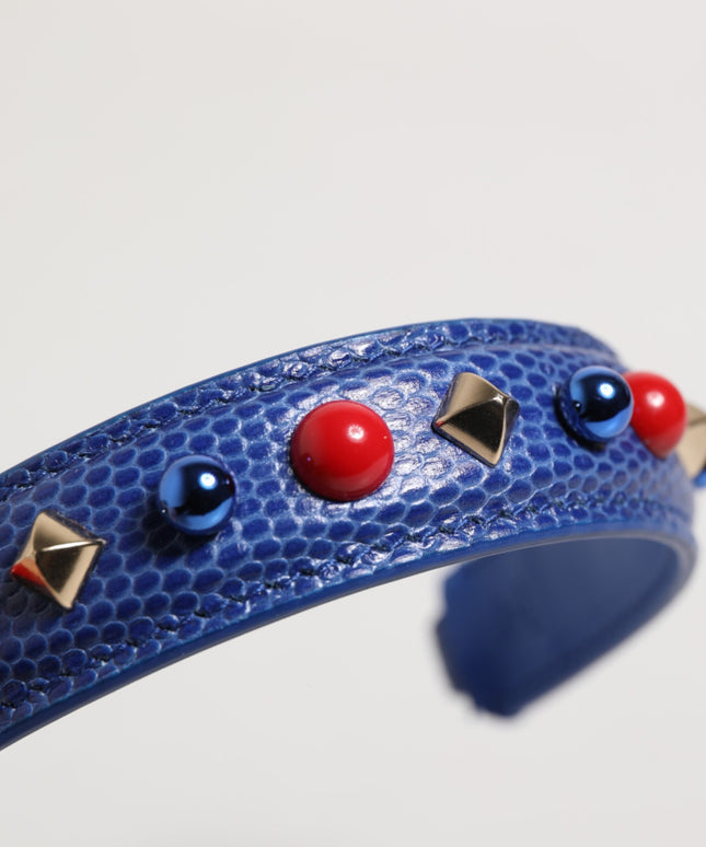Dolce & Gabbana Blue Embellished Leather Bag Handle Women Shoulder Strap