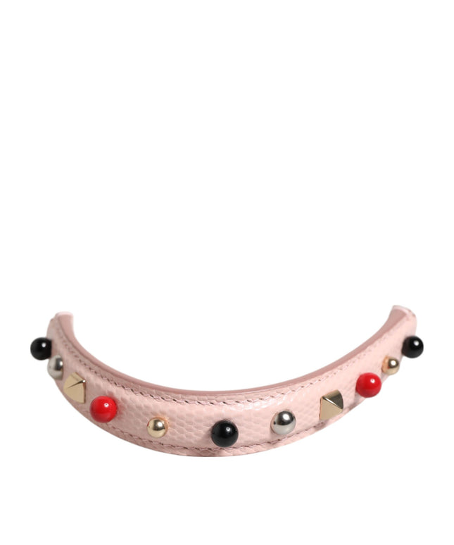 Dolce & Gabbana Light Pink Embellished Leather Bag Handle  Shoulder Strap