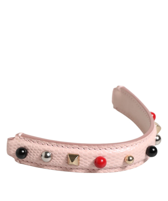 Dolce & Gabbana Light Pink Embellished Leather Bag Handle  Shoulder Strap