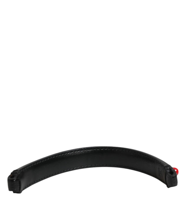 Dolce & Gabbana Black Embellished Leather Bag Handle Women Shoulder Strap