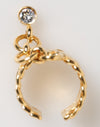 Dolce & Gabbana Gold Tone Brass Logo Chain Clear Crystals Adjustable Ring