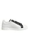 Dolce & Gabbana Black White Leather Portofino Sneaker Shoes