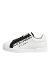 Dolce & Gabbana Black White Leather Portofino Sneaker Shoes