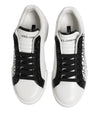 Dolce & Gabbana Black White Leather Portofino Sneaker Shoes