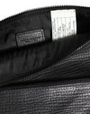 Dolce & Gabbana Black Palmellato Leather Logo Plaque Shoulder Borse Bag