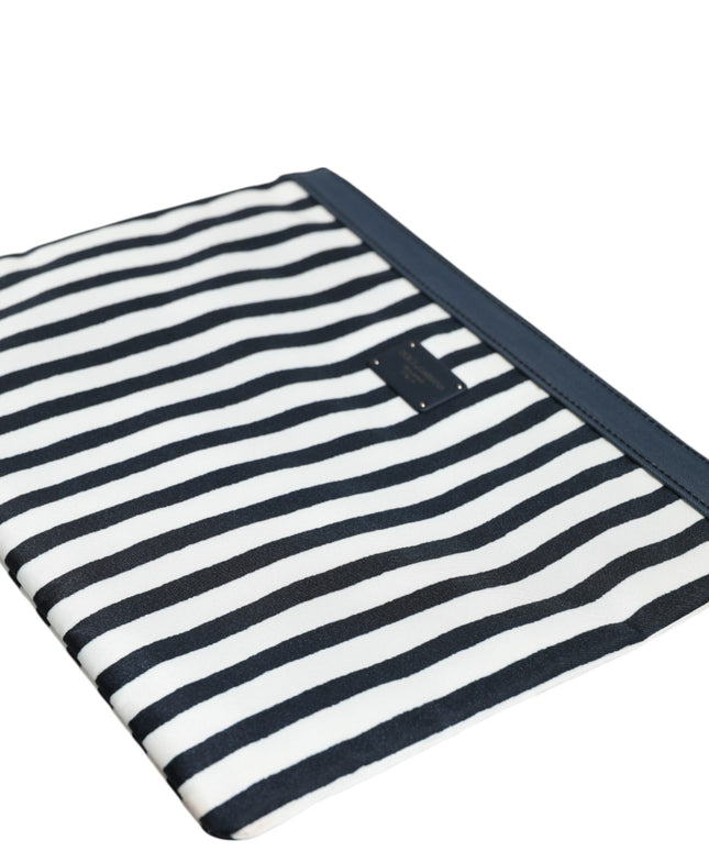Dolce & Gabbana Black White Striped Logo Plaque Clutch Borse Pouch Bag