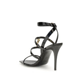 Saint Laurent Black Calf Leather Bos Taurus Stiletto Heel Sandals