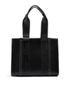 Chloé Black Woody Embroidered Logo Leather Medium Tote Bag