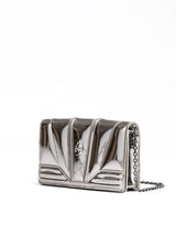 Ferrari Metal Silver GT patent leather bag with chain