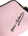Dolce & Gabbana Pink Solid Nylon DG Logo Print Clutch Zip Borse Pouch Bag