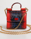 Dolce & Gabbana Red Blue Leather Sicily Crossbody Chain SatchelBorse Bag