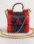 Dolce & Gabbana Red Blue Leather Sicily Crossbody Chain SatchelBorse Bag