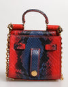 Dolce & Gabbana Red Blue Leather Sicily Crossbody Chain SatchelBorse Bag