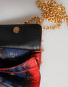 Dolce & Gabbana Red Blue Leather Sicily Crossbody Chain SatchelBorse Bag