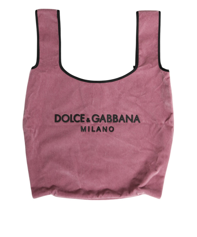 Dolce & Gabbana Pink Cotton Velvet DG MILANO Shoulder Shopping Borse Bag
