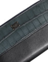Dolce & Gabbana Black Blue Exotic Leather Men Continental Clutch Wallet